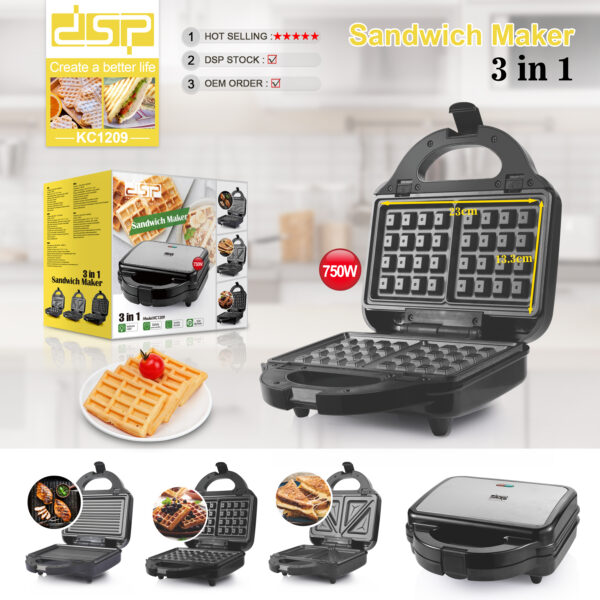 Tostiere Vafle Grill 750w KC1209 shijoni lloje të ndryshme ushqimesh me një pajisje të vetme, duke e bërë atë ideal për mëngjesin, drekën ose darkën tuaj.