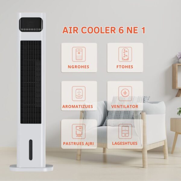 Air Cooler 3 ne 1 Ngrohes Ftohes Jonizues JF3000G ka fluks ajri 550 m³ për orë i levizshem, ekologjik dhe antialergjik dhe ekonomik!