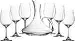 Set 6 Gota Vere Dhe Dekanter DK1851 prej qelqi premium pa plumb, i trashë, i qëndrueshëm, shumë transparent, i përsosur për të treguar ngjyrën e verës!