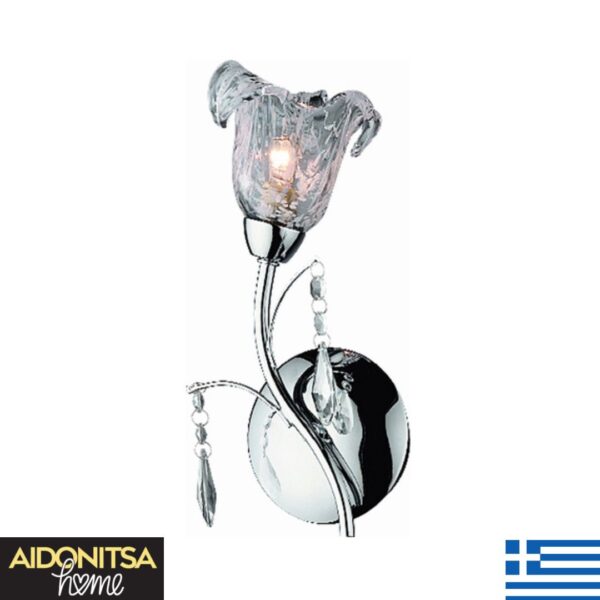 Abazhur Muri Kristali F1034W Me 1 Llampe G9 LED prodhim grek nga mjeshtra artizanë me kristal cilësor dhe inoks special tani në çmim fantastik -50%!