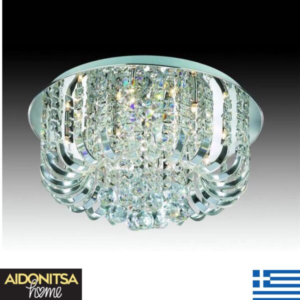 Abazhur Tavani Kristali TOP25634 30x30CM Me 4 Llampa G9 LED prodhim grek nga mjeshtra artizanë me kristal cilësor dhe inoks special tani në çmim fantastik -50%!