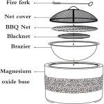 Mangalle Guri Artificial Zgare BBQ me grille rrethore 55 cm, për festa, zjarre, ose ngrohje dhe barbekju në tarracë/kopsht/oborr, oxhak në dimër