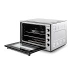 Furrë Midi 70L me ventilator, llambë dhe xham të dyfishtë. Fuqi 1850W, termostat 50–300°C dhe timer 0–90 min.