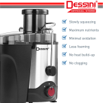 Shtrydhese Centrifugale 1400W DS599 DESSINI, Motor i fuqishëm 1400W, Kapacitet i madh,Dy nivele shpejtësie, Dizajn modern dhe kompakt, Lehtësi në pastrim,