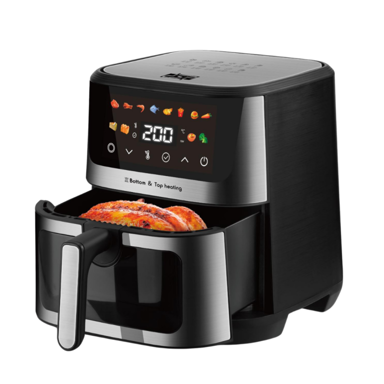 Fritezë me Ajër 9Lt 2100W me 2 Rezistenca. me dritare, Gatuani me 90% më pak vaj, në pak kohë, pa lodhje dhe me më pak kalori.