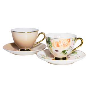 Set Filxhanësh Kafe Porcelani ED9561. dekor lulesh elegant për ata që vlerësojnë klasiken, romantiken dhe detajet e punuara me kujdes
