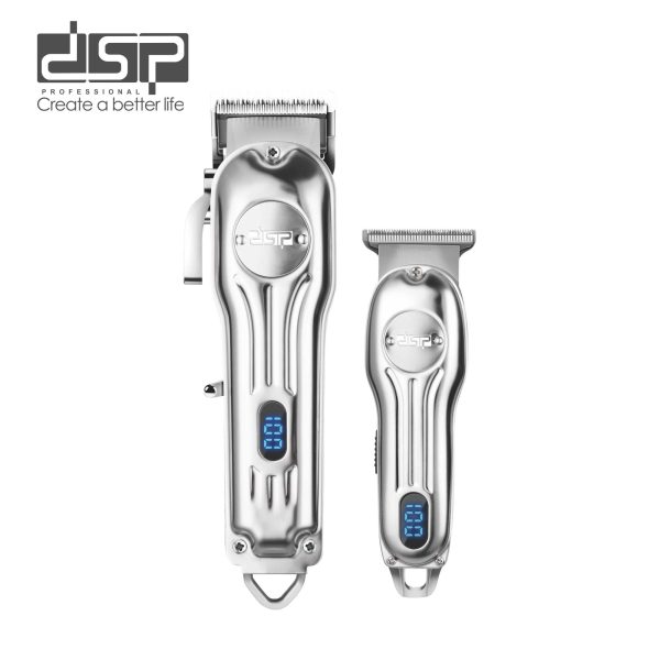 Set makinë qethjeje dhe trimmer metalik DSP 80170 me ekran LED