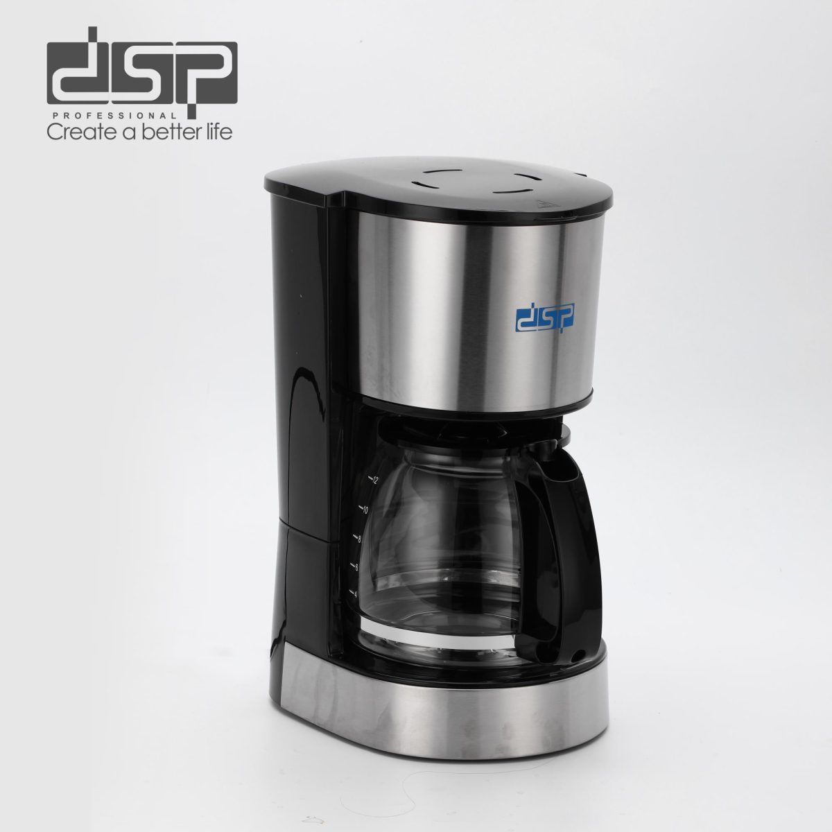 Makineri kafeje DSP KA3128 me trup inox dhe gotë xhami 1.5L