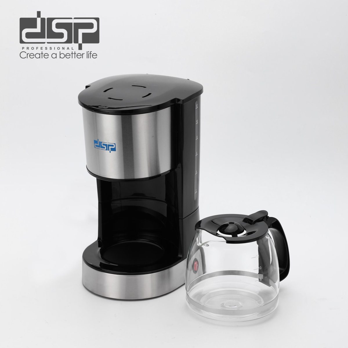 Makineri kafeje DSP KA3128 me trup inox dhe gotë xhami 1.5L