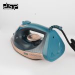Hekur me avull DSP KD1351 me dizajn jeshil dhe rozë metalike, bazë qeramike dhe rregullator temperature