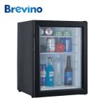 Frigorifer minibar BREVINO BHM-40GD me derë xhami dhe kapacitet 40L. Pa zhurmë, pa vibrim dhe me konsum të ulët. Ideal për ambiente hoteli apo dhoma gjumi.