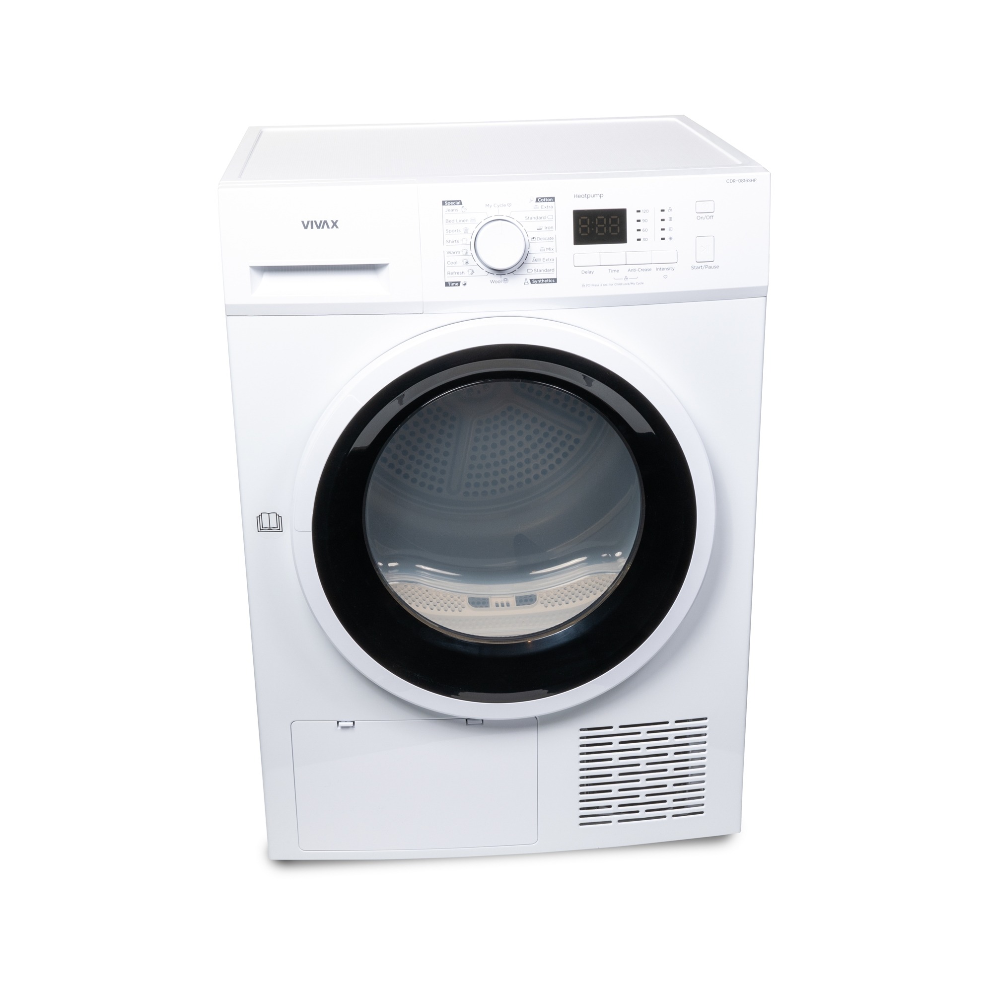 imgi_31_CDR-0816SHP--1 Tharëse Rrobash VIVAX CDR-0816SHP me Pompë Nxehtësie 8kg A++ e bardhë
