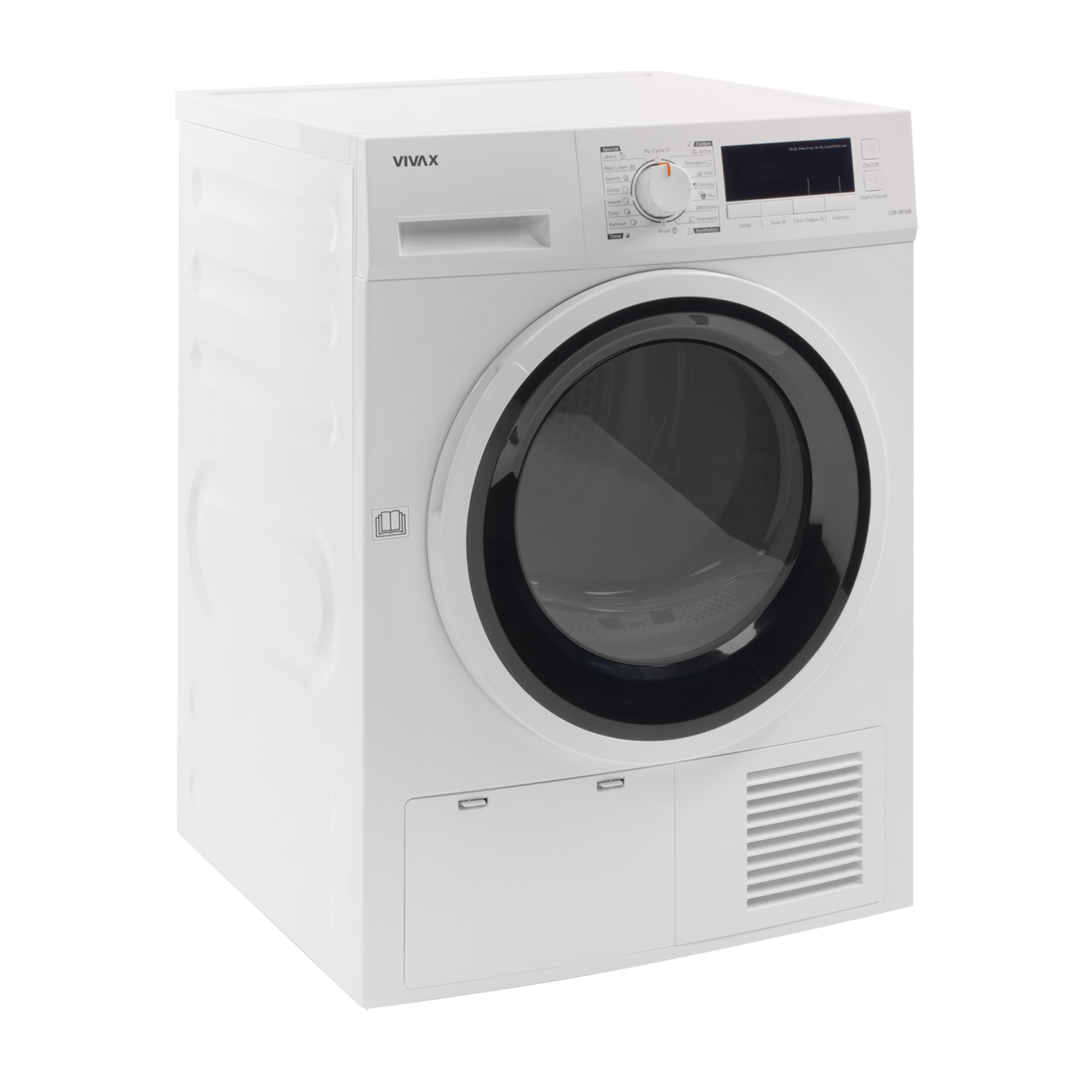 imgi_85_CDR-0816B-P-Left Tharëse Rrobash VIVAX CDR-0816B me Kondensim 8kg Klasa B e bardhë