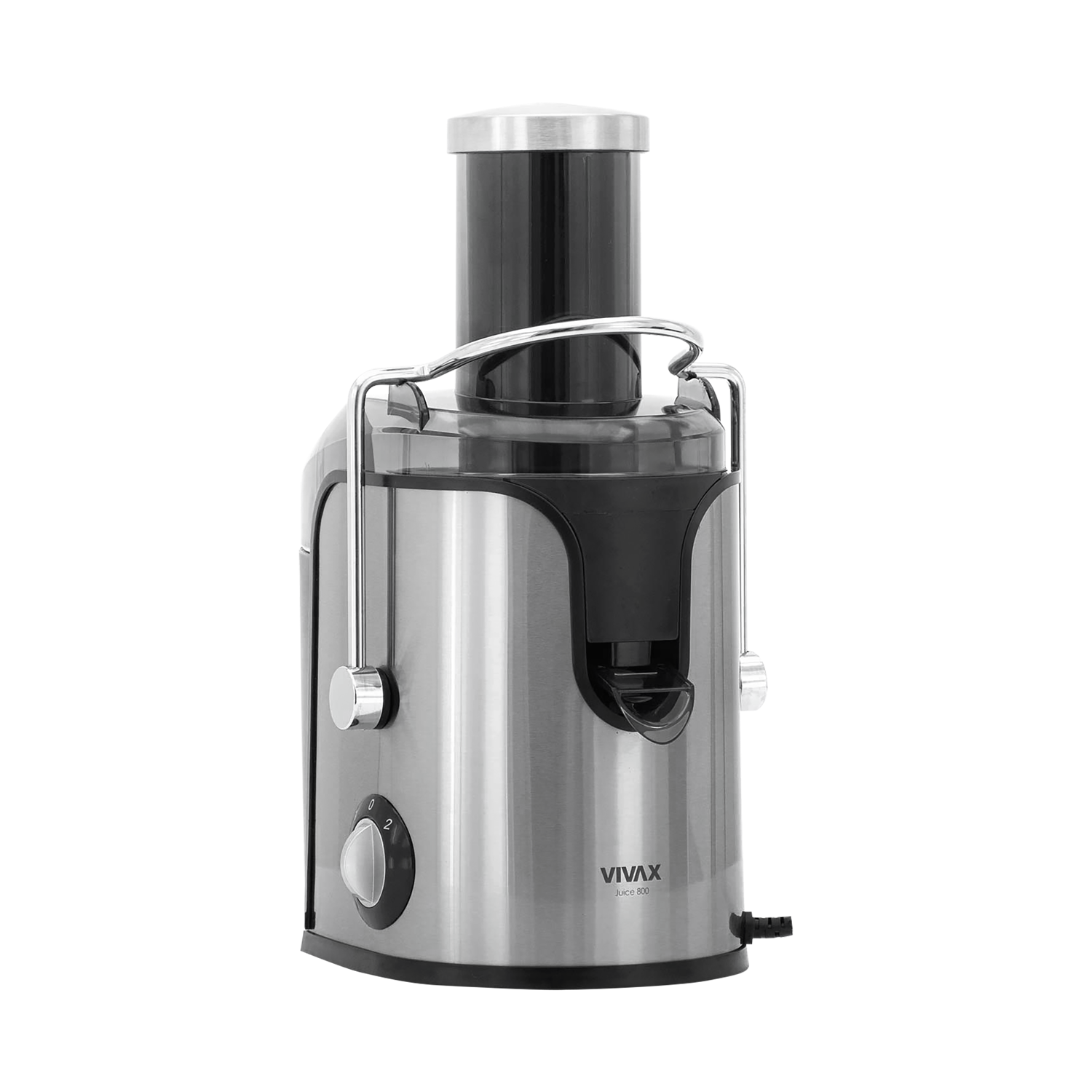 imgi_90_360-sokovnik-aj-800-P-Left Shtrydhëse Frutash & Perimesh VIVAX AJ-800 800W Inox me hapje të gjerë 7.5cm