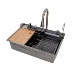 Lavaman Multifunksional Inoksi HAUSBERG HB-C9955NG me rubinet dixhital dhe prerëse të integruar