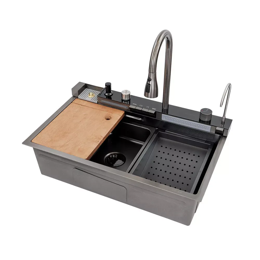 imgi_2_HB-C9955HG Lavaman Multifunksional Inoksi HAUSBERG HB-C9955NG me rubinet dixhital dhe prerëse të integruar