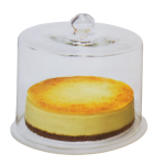 Set tavë keku Ricardo 3 copë me bazë qeramike dhe kupolë qelqi