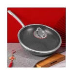 Wok inox 32cm me 3 shtresa SUS316 dhe teknologji laser hexagonal jo-ngjitëse